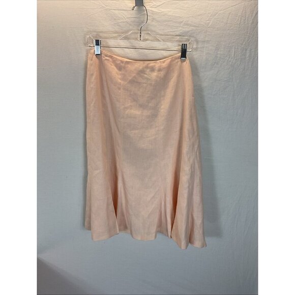 VTG NEW LAUREN‎ RALPH LAUREN Linen Midi Skirt flared Pink deadstock size 16 - Picture 1 of 9